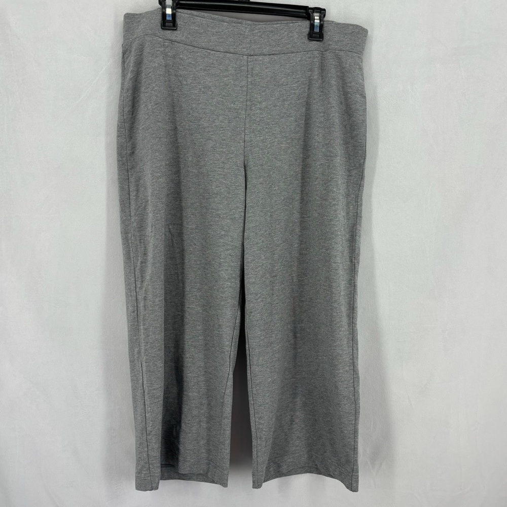 NWT Pure J. Jill Womens Large Wide Leg Cropped Pant Dark Grey Elastic Mid Rise